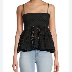 NWT RHODE Sonia Top Black eyelet XL adjustable spaghetti straps TP00187CE